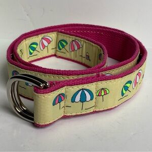 Beach Belt Size Small Preston USA Ribbon Canvas Pink Umbrellas EUC Womens yellow